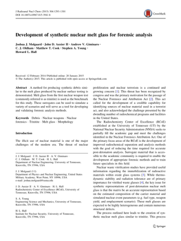 Development of Synthetic Nuclear Melt Glass for Forensic Analysis