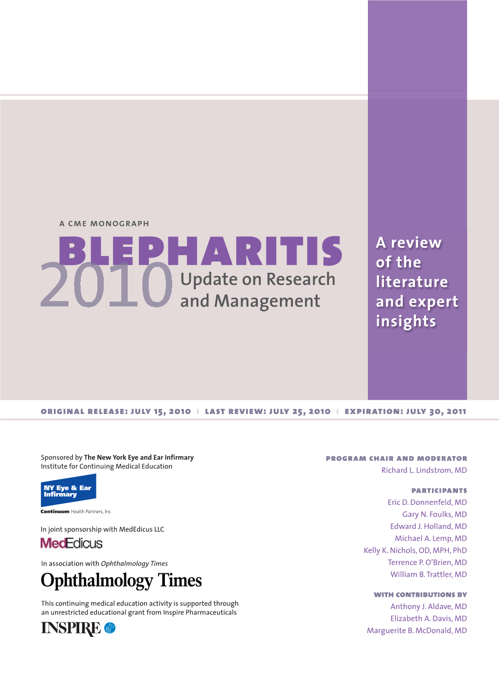 Blepharitis of the Update on Research Literature and Management and Expert Insights