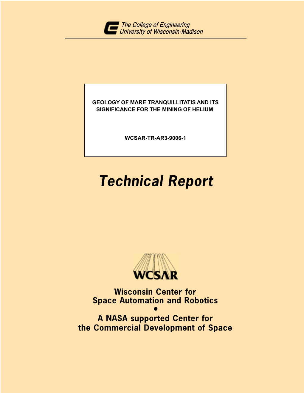 WCSAR-TR-AR3-9006-1 Geology Of