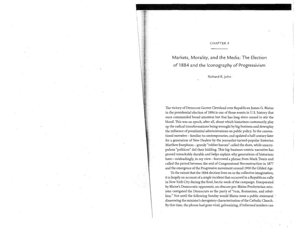 Markets, Morality, and the Media: the Election of 1884 and the Iconography of Progressivism