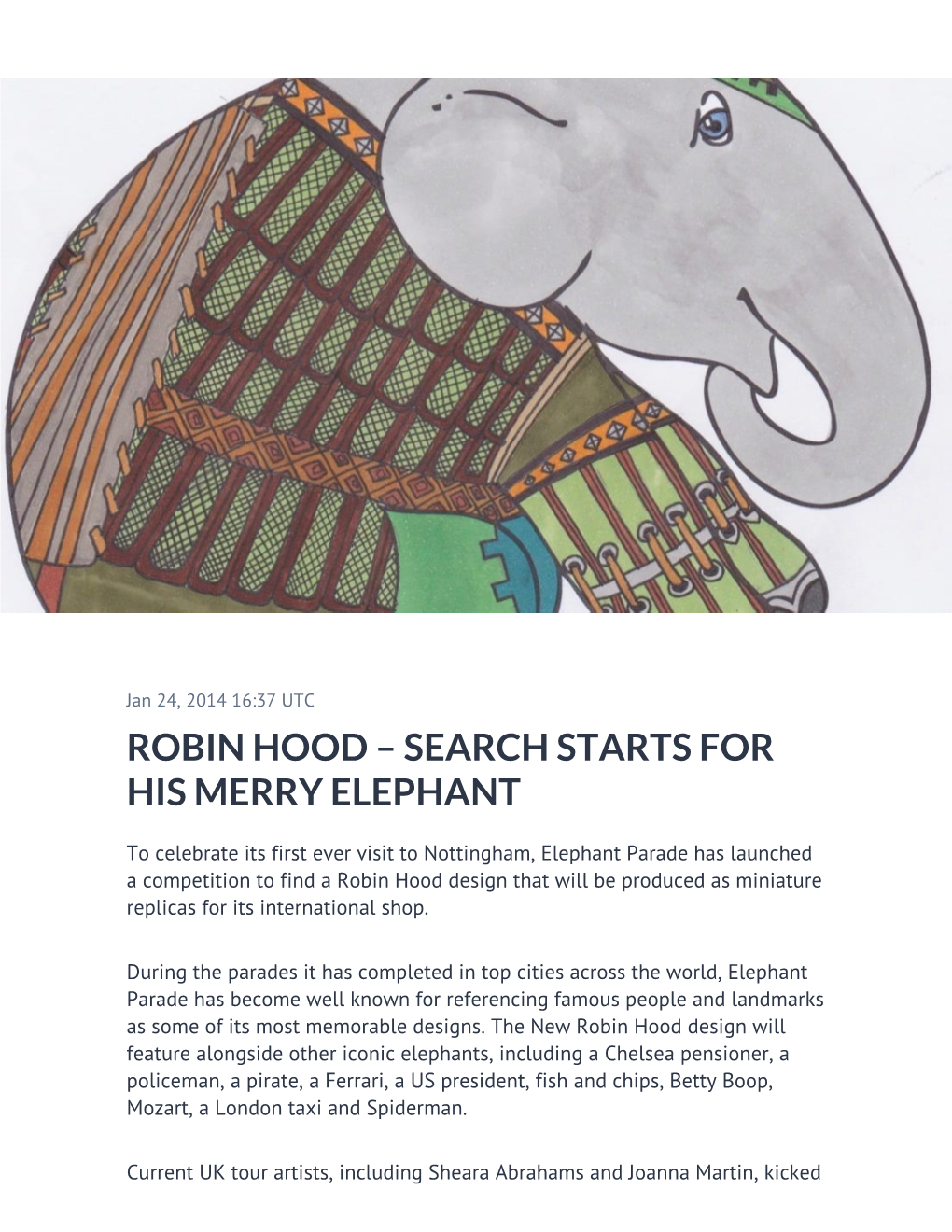 Robin Hood – Search Starts for His Merry Elephant