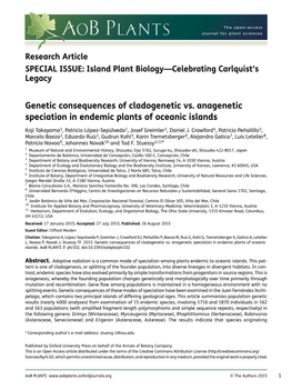 Genetic Consequences of Cladogenetic Vs. Anagenetic Speciation in Endemic Plants of Oceanic Islands