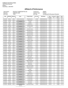 Affidavit of Performance