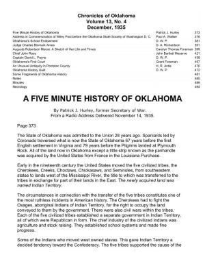 A Five Minute History of Oklahoma