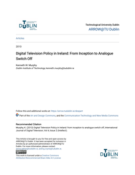 Digital Television Policy in Ireland: from Inception to Analogue Switch Off