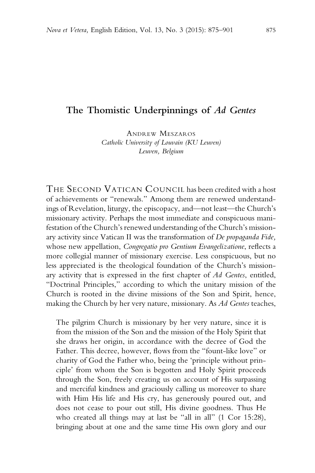 The Thomistic Underpinnings of Ad Gentes