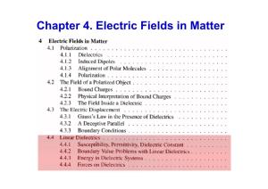 Chapter 4. Electric Fields in Matter 4.4 Linear Dielectrics 4.4.1 Susceptibility, Permittivity, Dielectric Constant