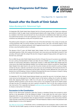 Kuwait After the Death of Emir Sabah