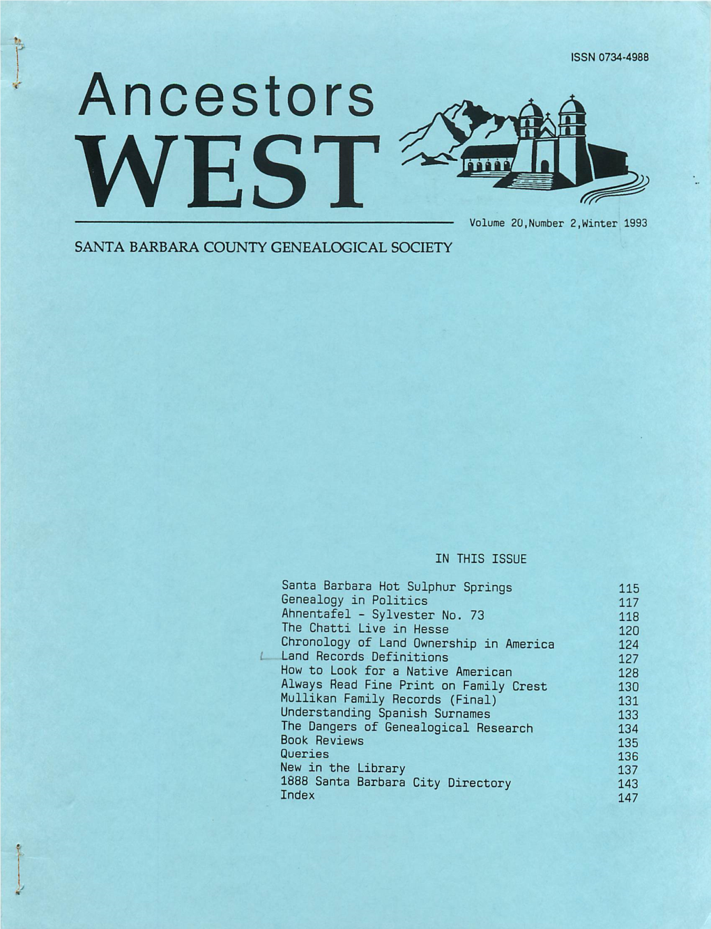 Ancestors West-Vol 20 No. 2-1993