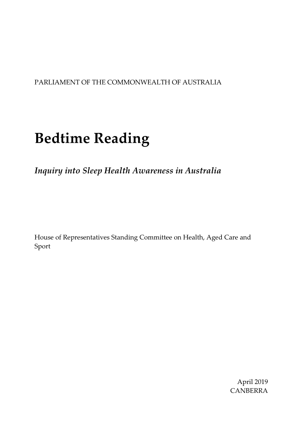 Bedtime Reading: Inquiry Into Sleep Health Awareness in Australia