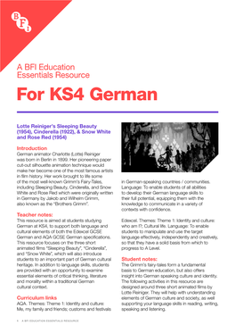 A BFI Education Essentials Resource for KS4 German
