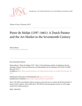 Pieter De Molijn (1597–1661): a Dutch Painter and the Art Market in the Seventeenth Century