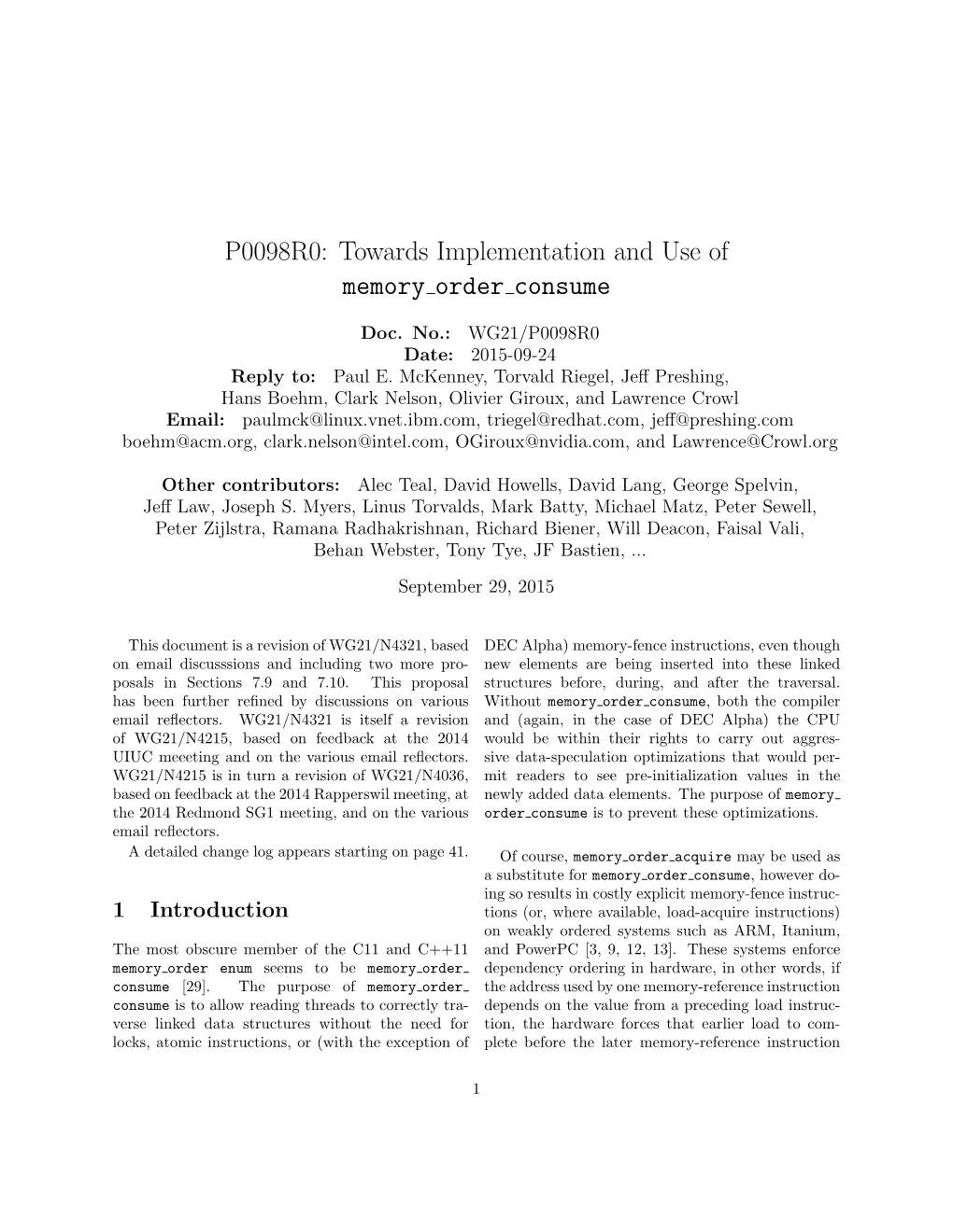 P0098R0: Towards Implementation and Use of Memory Order Consume