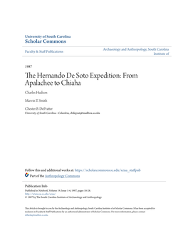 The Hernando De Soto Expedition: from Apalachee to Chiaha