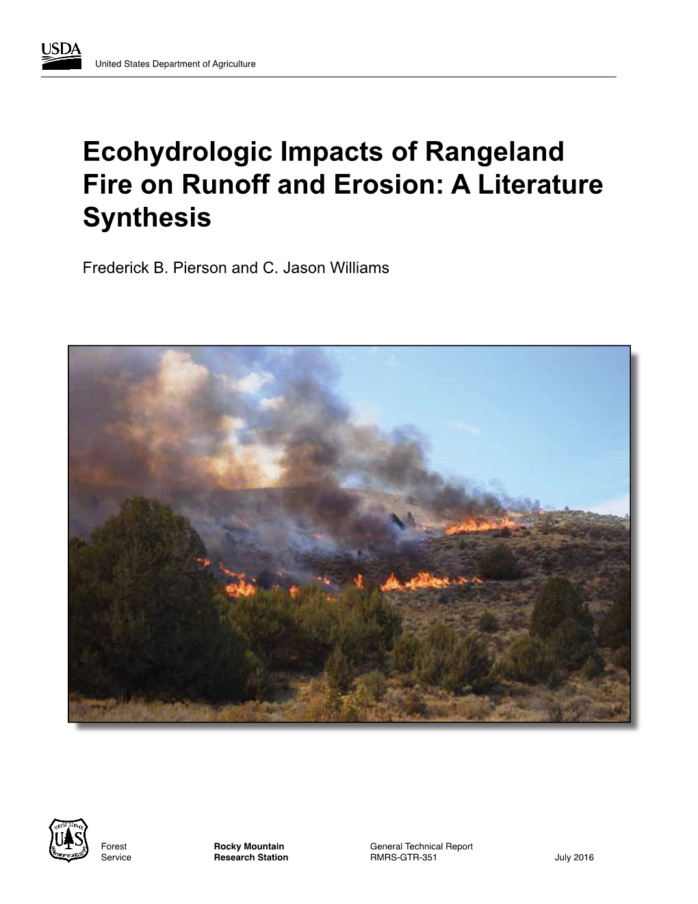 Ecohydrologic Impacts of Rangeland Fire on Runoff and Erosion: a Literature Synthesis