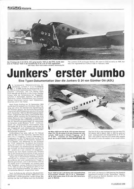 Junkers G 24 Prototype Werknr.831 Went Ta DVS As Eatly As 1925 but Erst Im Februar 1928 in Der Auslührung G 24 a Als D 1335 Zugelassen
