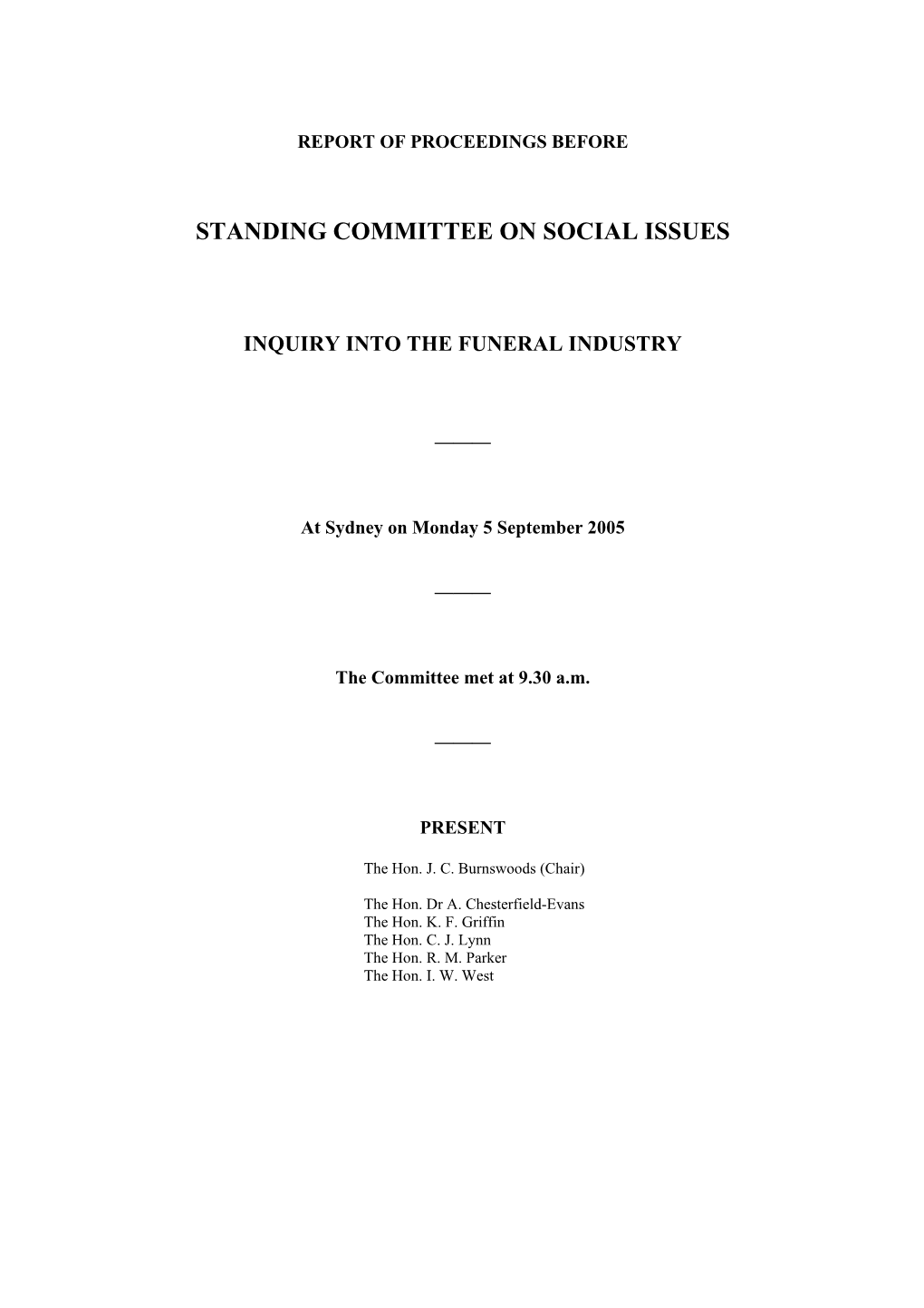 Standing Committee on Social Issues