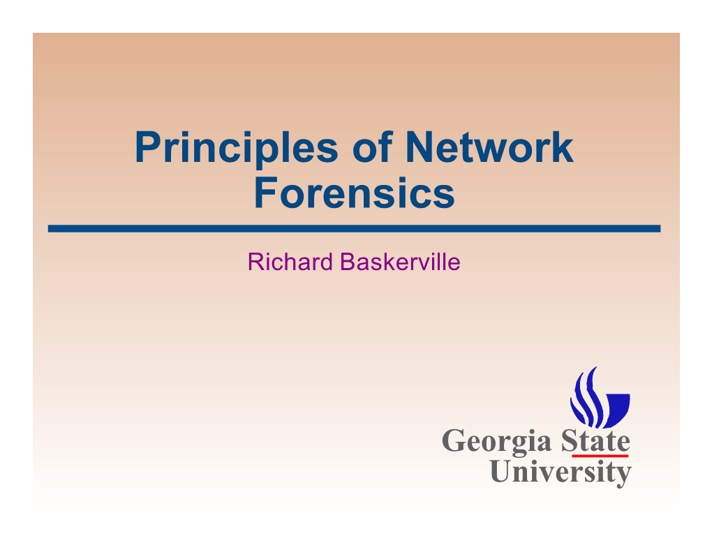 Principles of Network Forensics