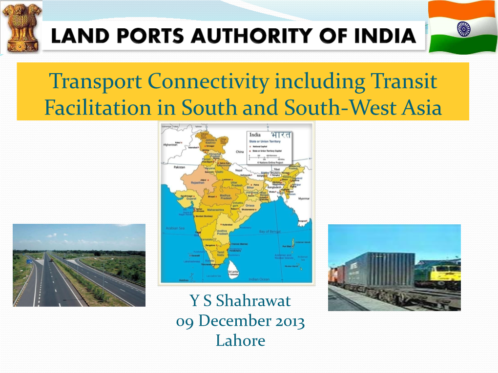 Transport Connectivity Including Transit Facilitation in South and South-West Asia