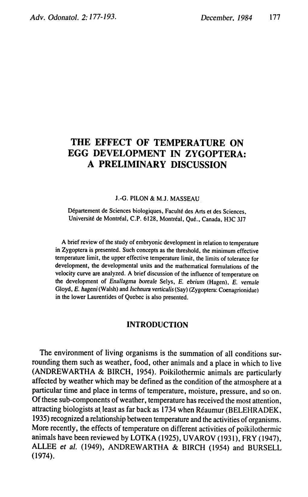 The Effect of Temperature on Egg Development In