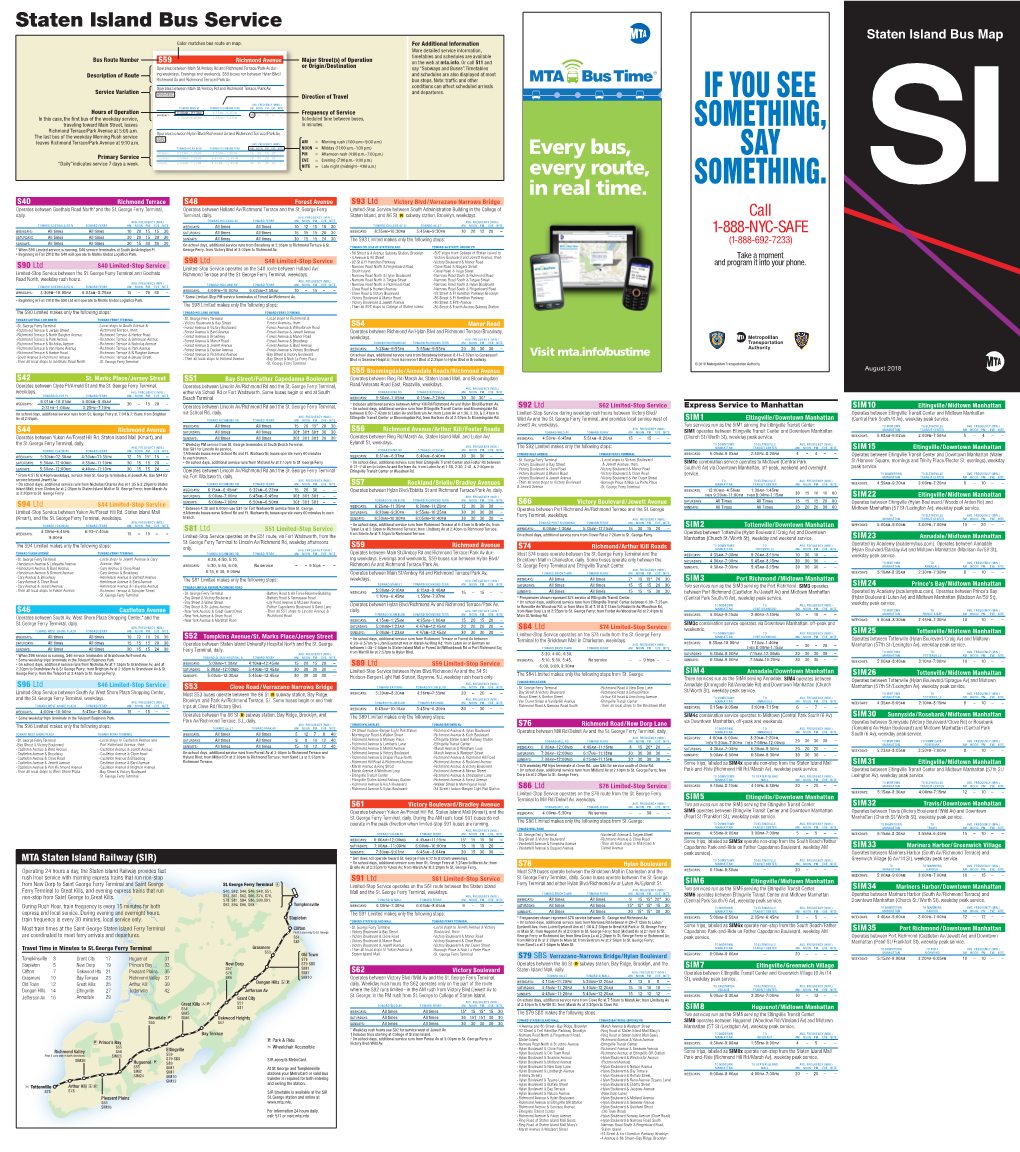 Staten Island Bus Map August 2018