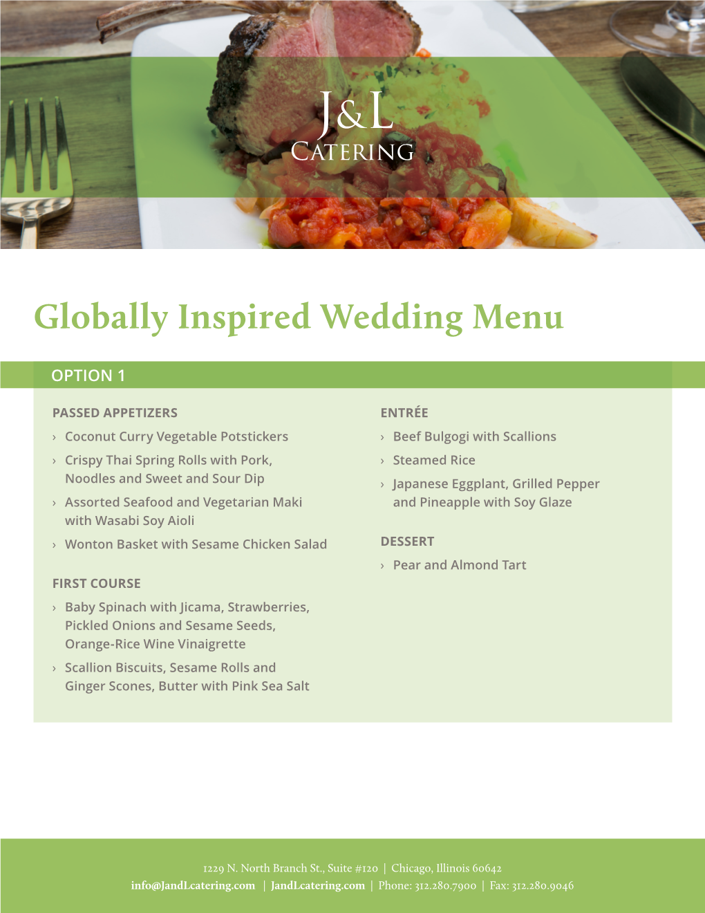 Globally Inspired Wedding Menu