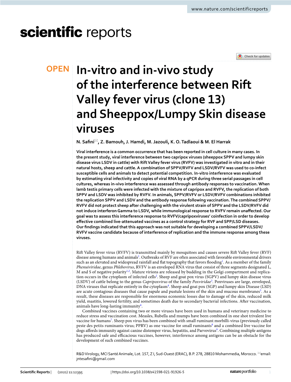 (Clone 13) and Sheeppox/Lumpy Skin Disease Viruses N