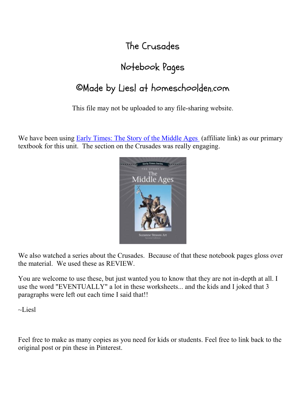 Crusades Worksheets