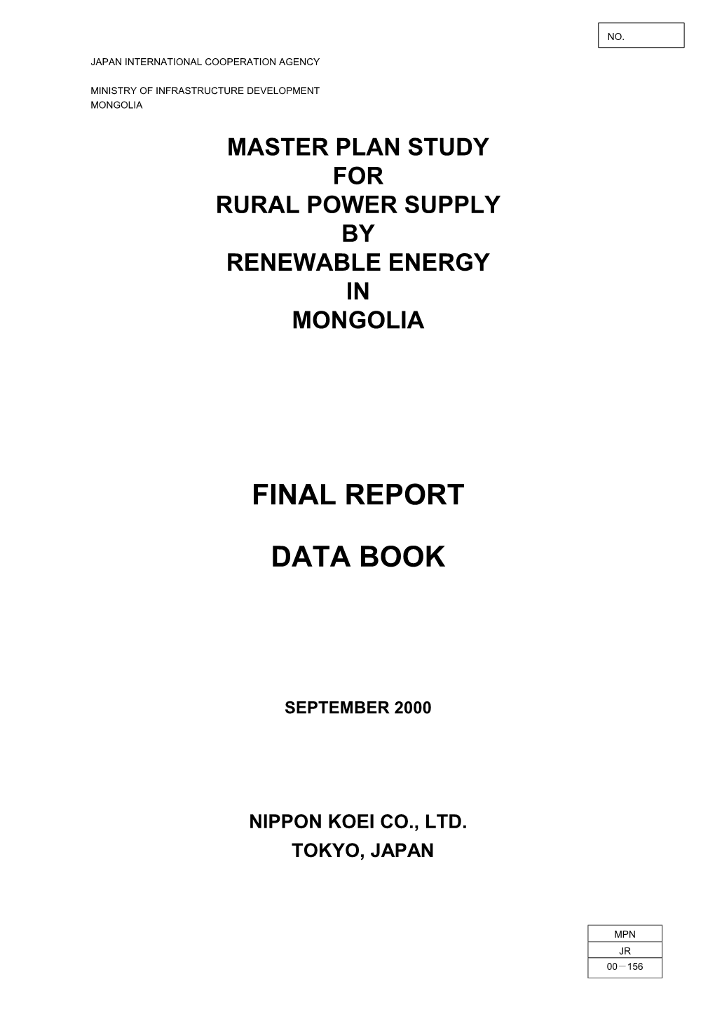 Final Report Data Book
