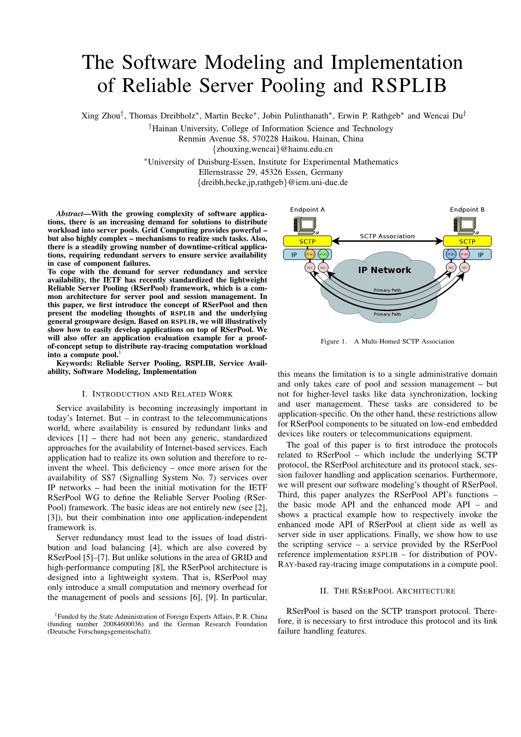 The Software Modeling and Implementation of Reliable Server Pooling and RSPLIB