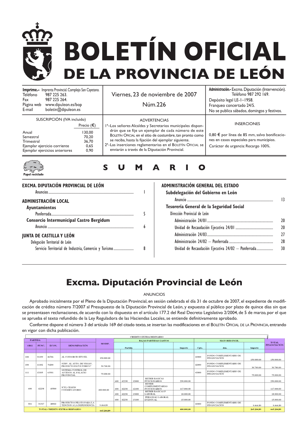 Boletín Oficial De La Provincia De León