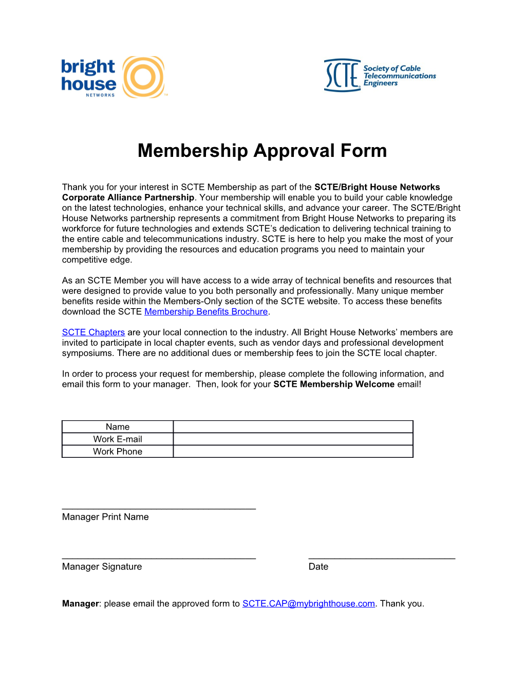 Membership Approval Form