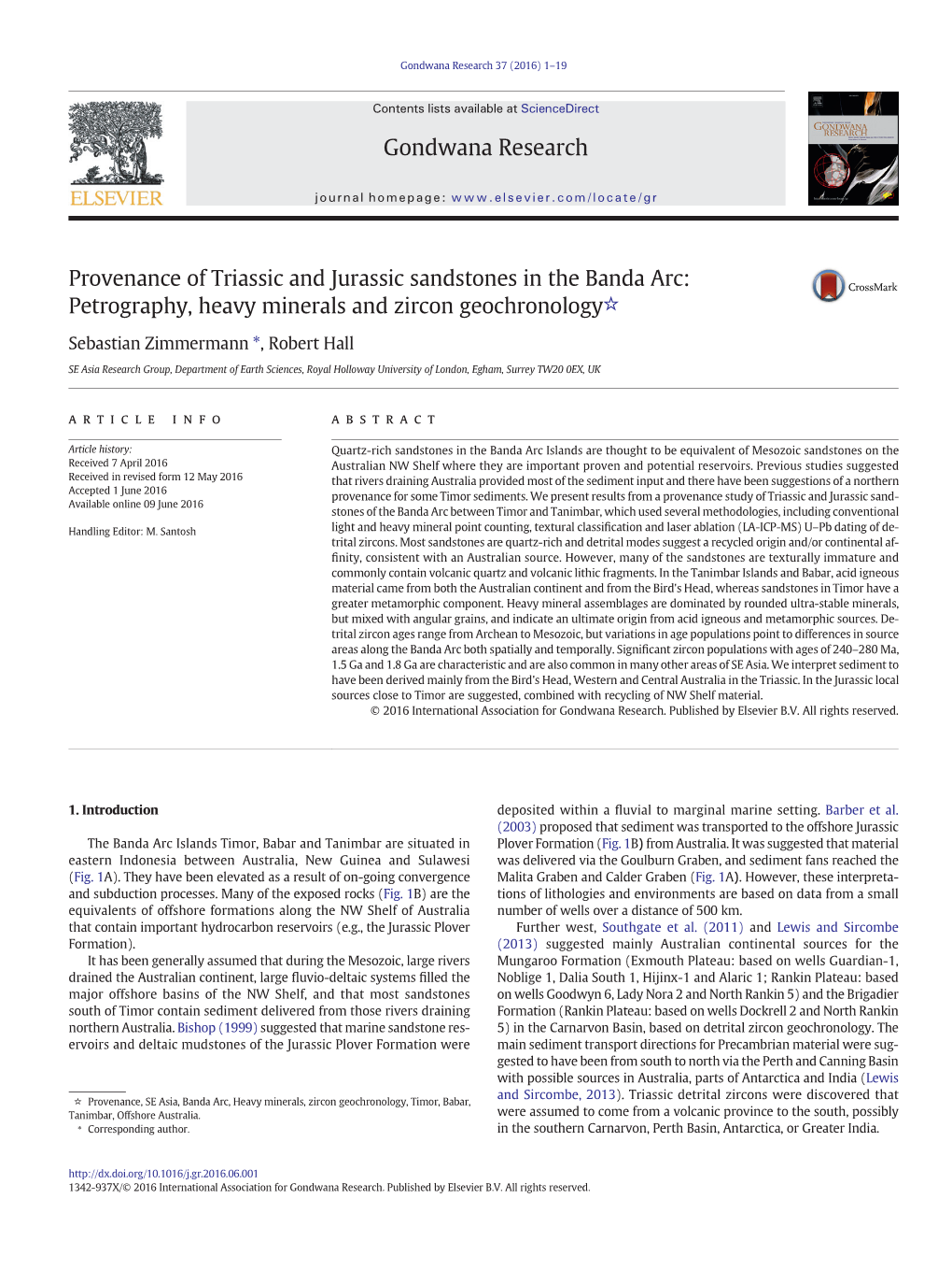 Provenance of Triassic and Jurassic Sandstones in the Banda Arc: Petrography, Heavy Minerals and Zircon Geochronology☆