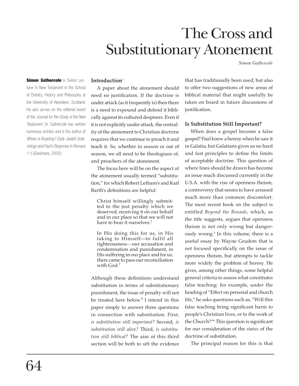 64 the Cross and Substitutionary Atonement