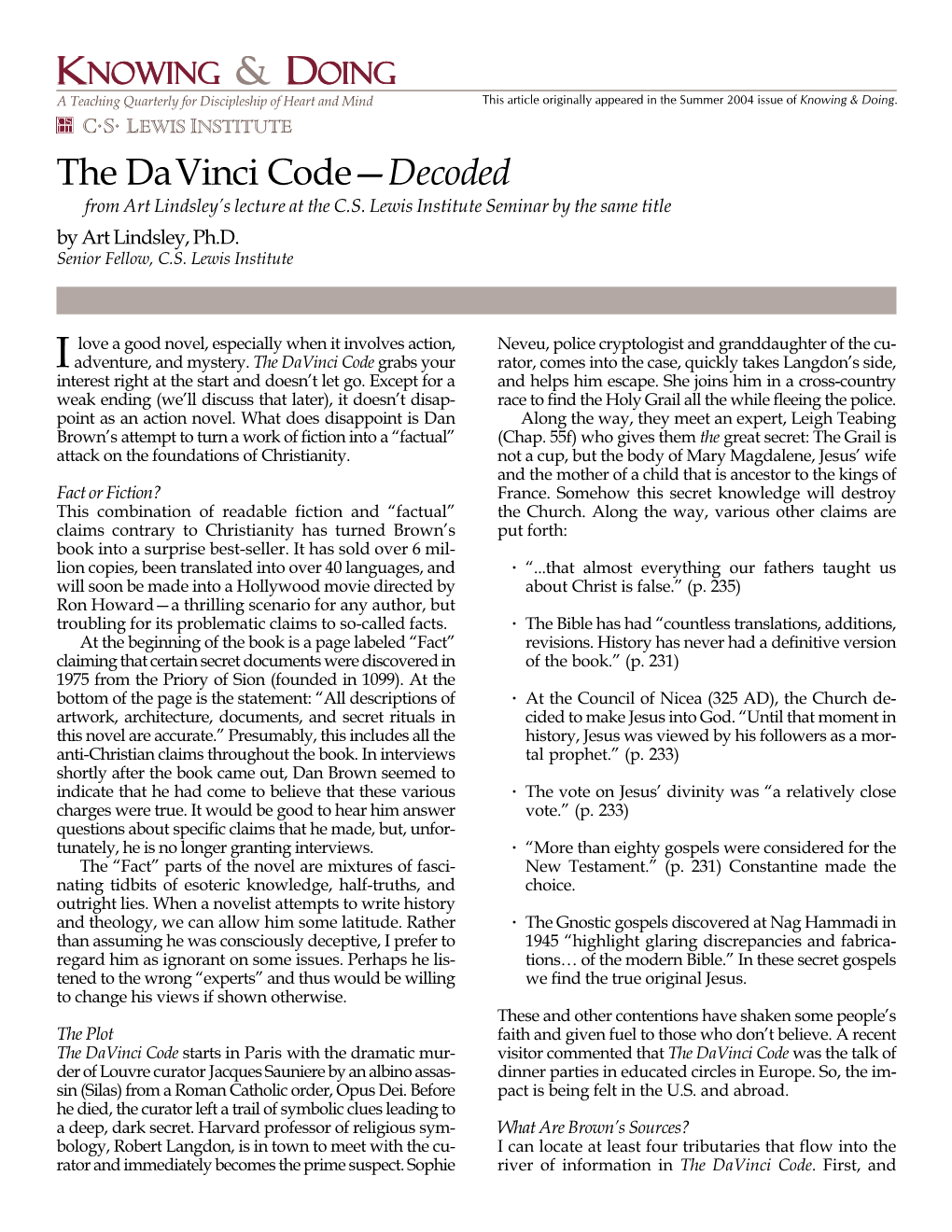 The Davinci Code Decoded K&Dsu04.P65