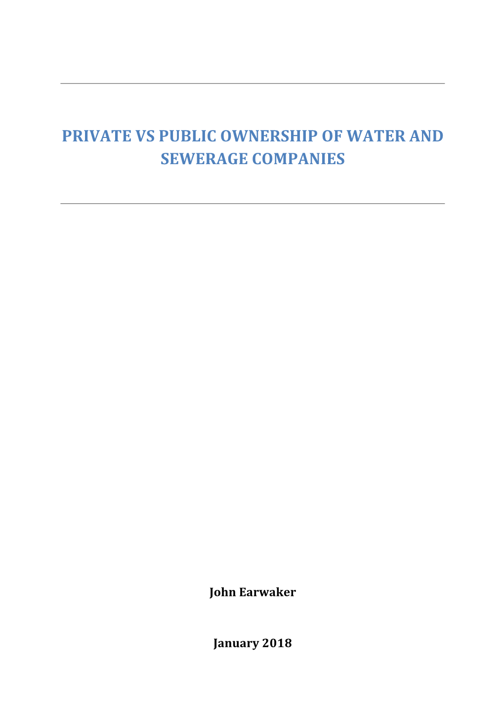 Public Vs Private Water