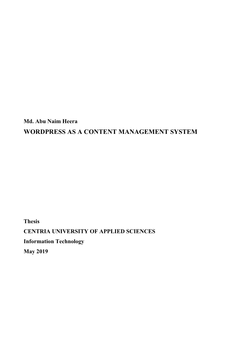 Wordpress As a Content Management System