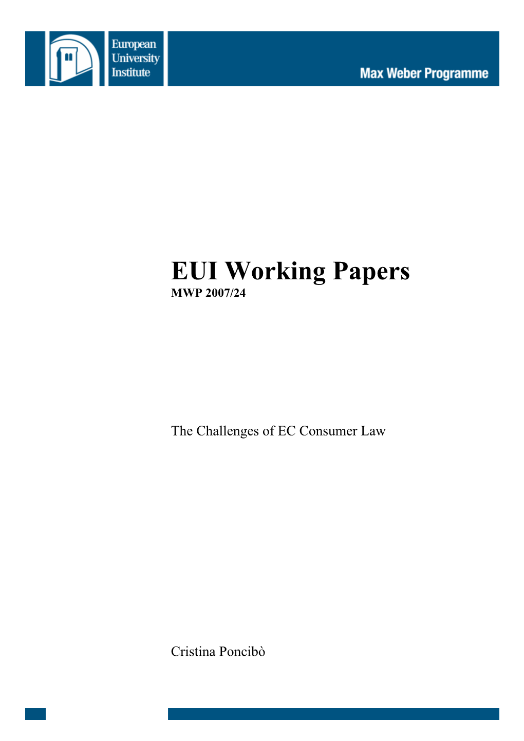 EUI Working Papers MWP 2007/24