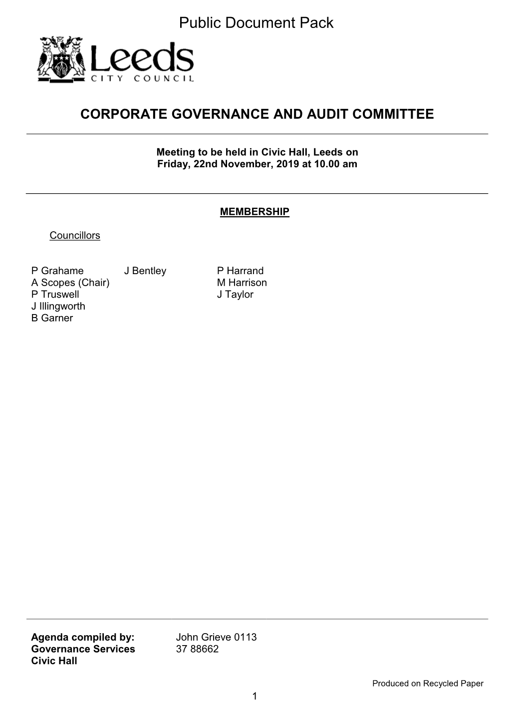 (Public Pack)Agenda Document for Corporate Governance and Audit