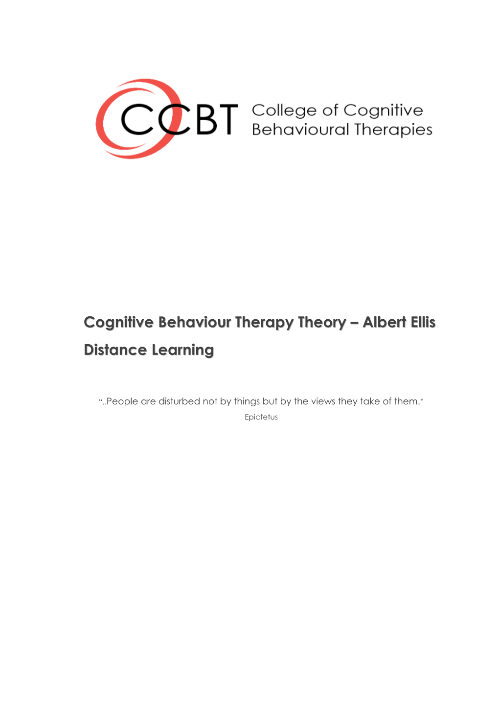 Cognitive Behaviour Therapy Theory – Albert Ellis Distance Learning