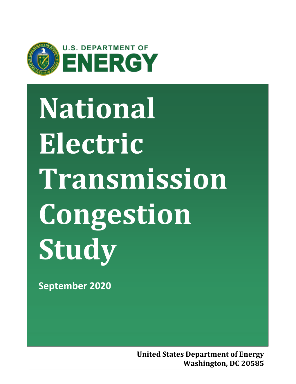 National Electric Transmission Congestion Study