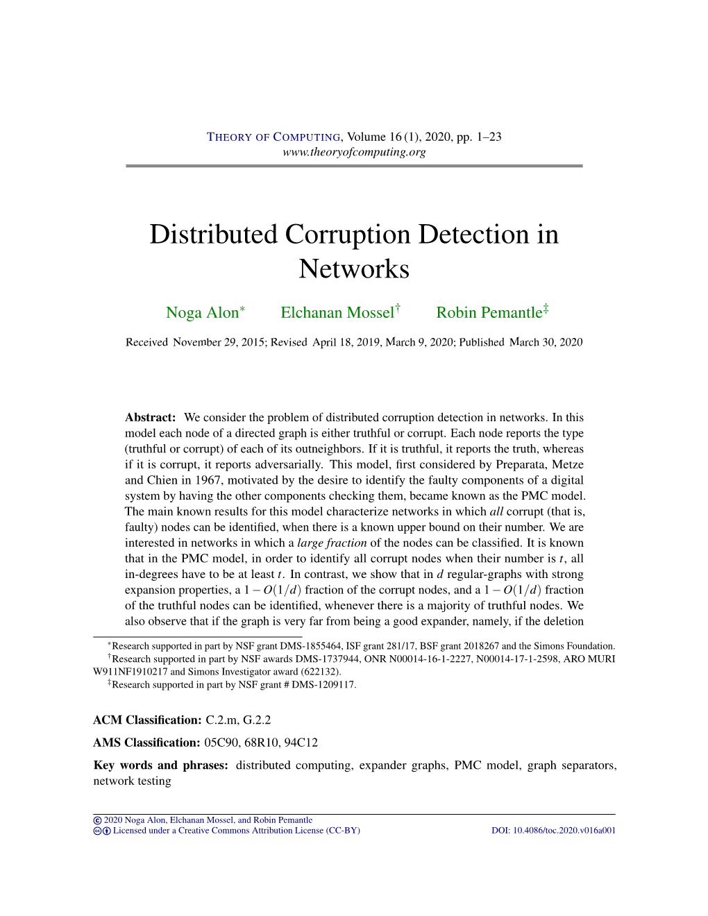 Distributed Corruption Detection in Networks