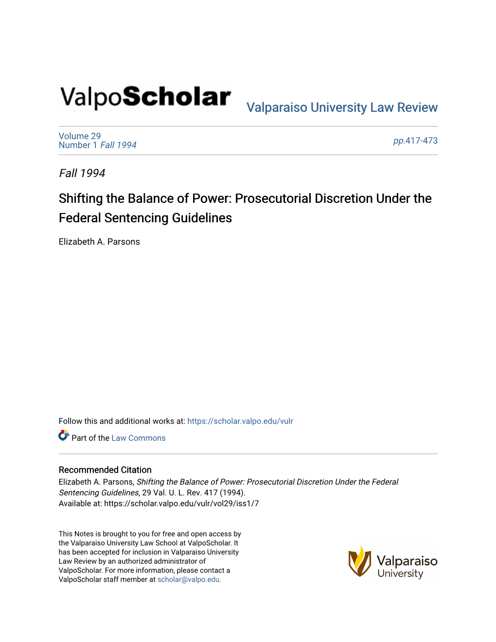 Prosecutorial Discretion Under the Federal Sentencing Guidelines