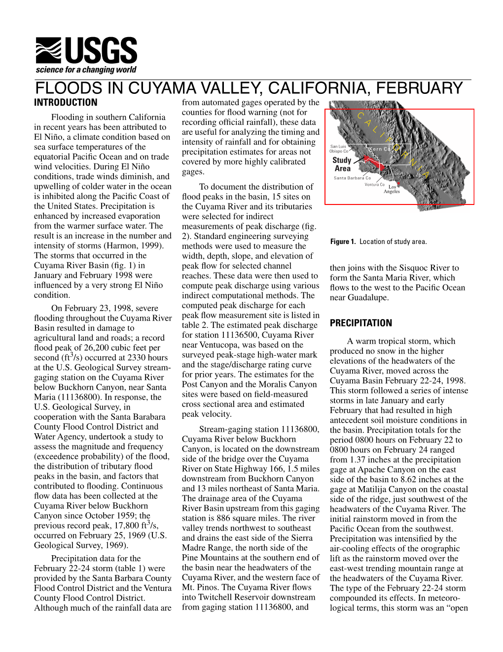 Floods in Cuyama Valley, California, February 1998