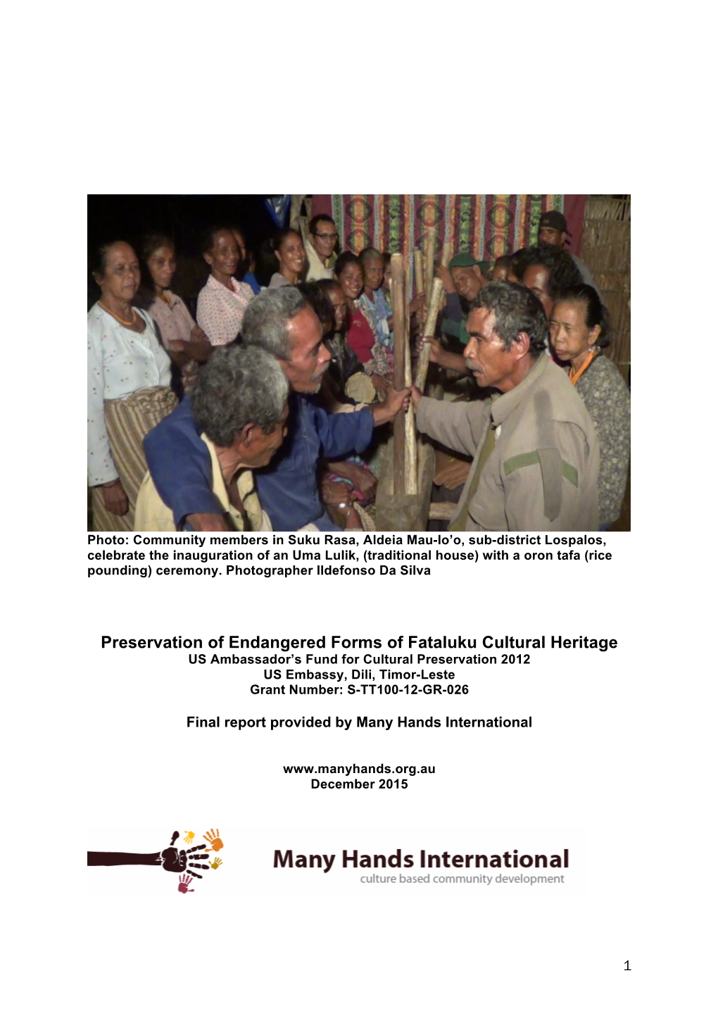 Preservation of Endangered Forms of Fataluku Cultural Heritage