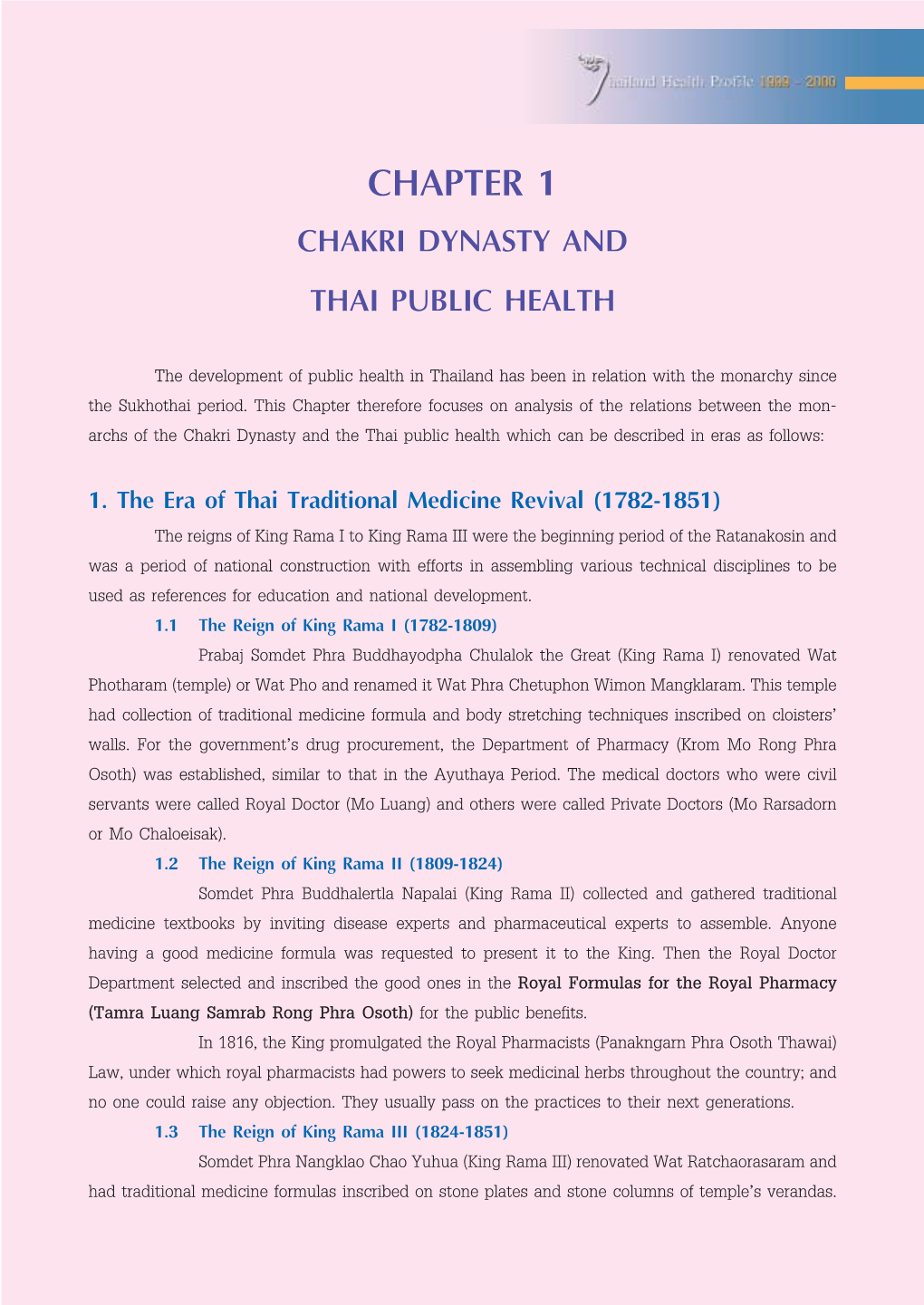 Chapter 1 Chakri Dynasty and Thai Public Health
