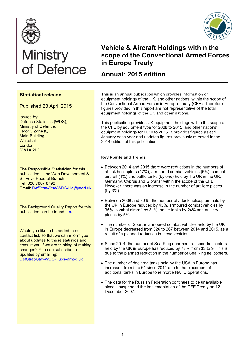 Vehicle & Aircraft Holdings Within the Scope of The