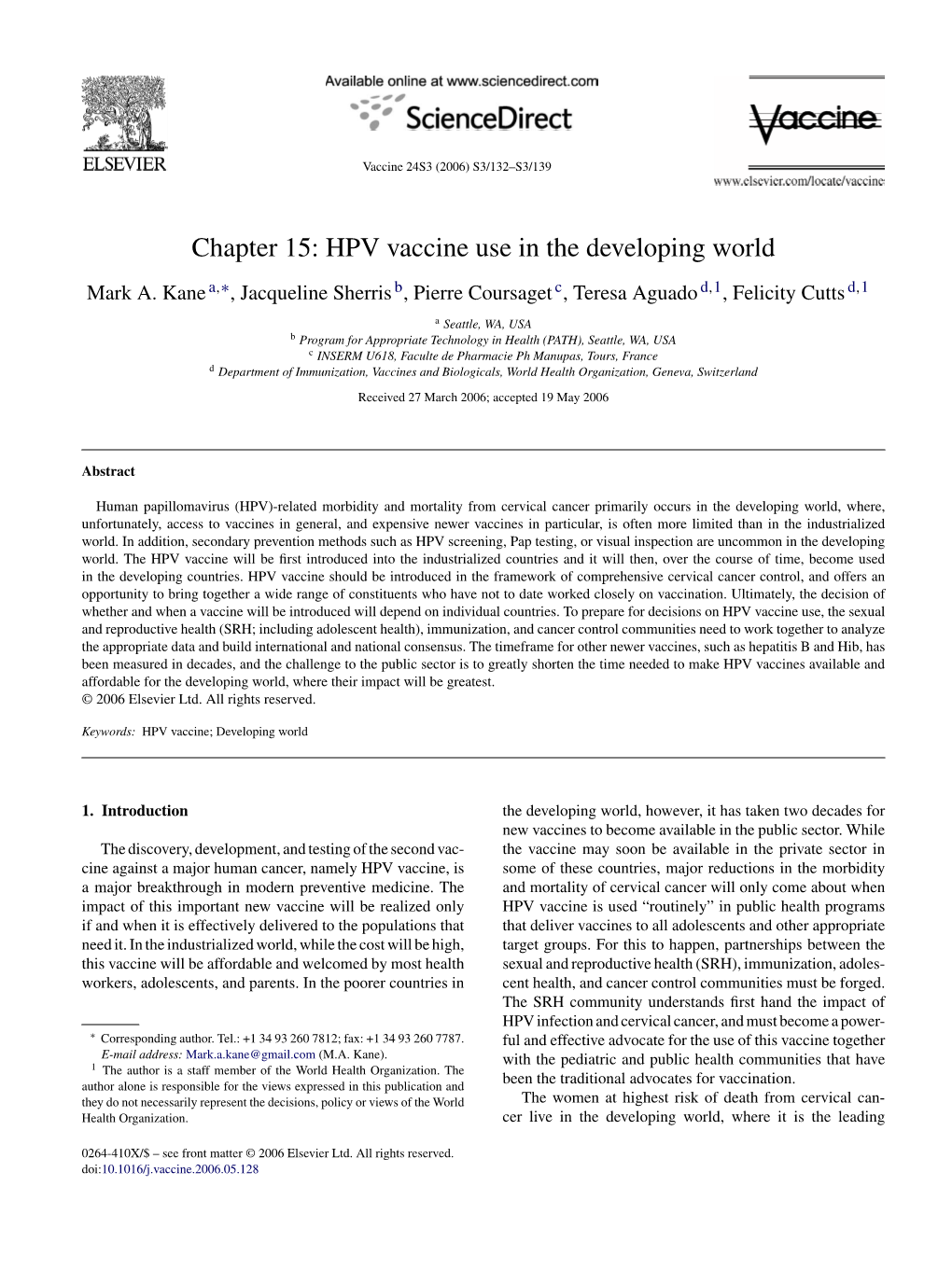 Chapter 15: HPV Vaccine Use in the Developing World