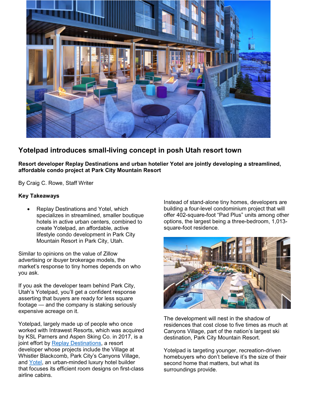 Yotelpad Introduces Small-Living Concept in Posh Utah Resort Town