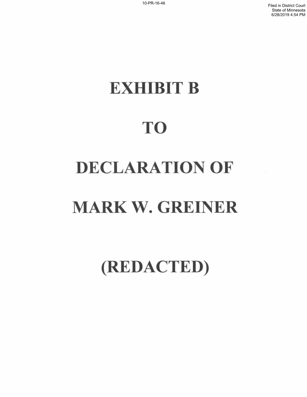 Exhibit B to Declaration of Mark Greiner